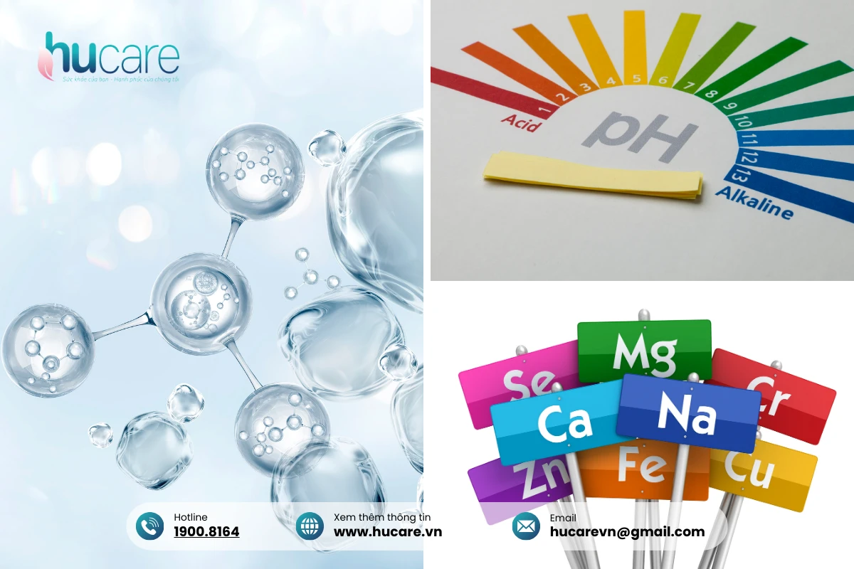 Tác dụng của nước kiềm xuất phát từ tính chất cụm phân tử nước siêu nhỏ, khoáng tự nhiên, hydro hoạt tính,...